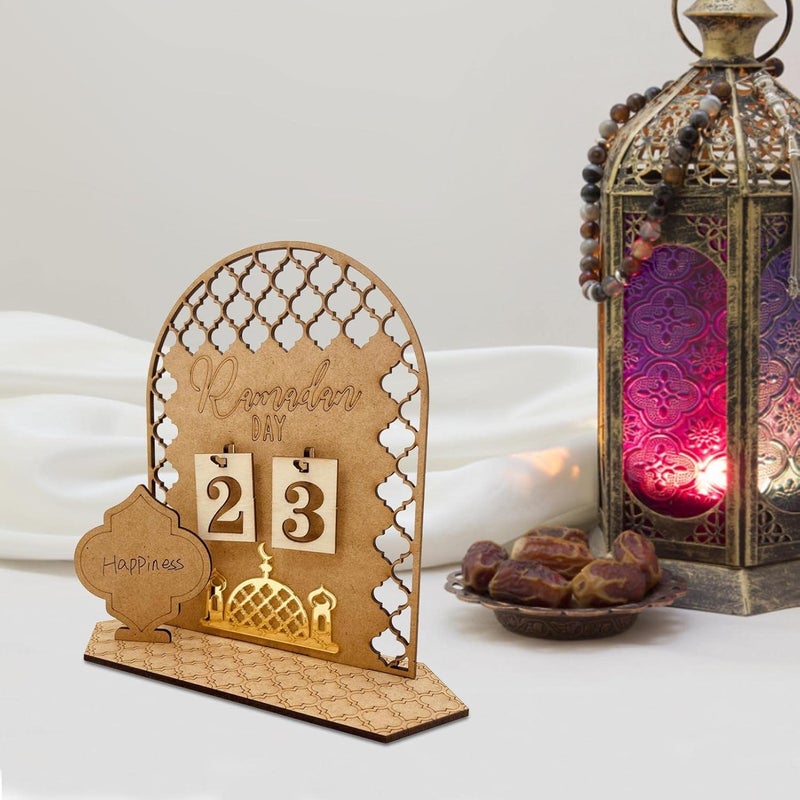 woobles 2022 Ramadan Countdown Calendar DIY Eid Mubarak Ornament Wooden Ramadan Calendar for Home Party Decoration Craft Ornament - Image 3